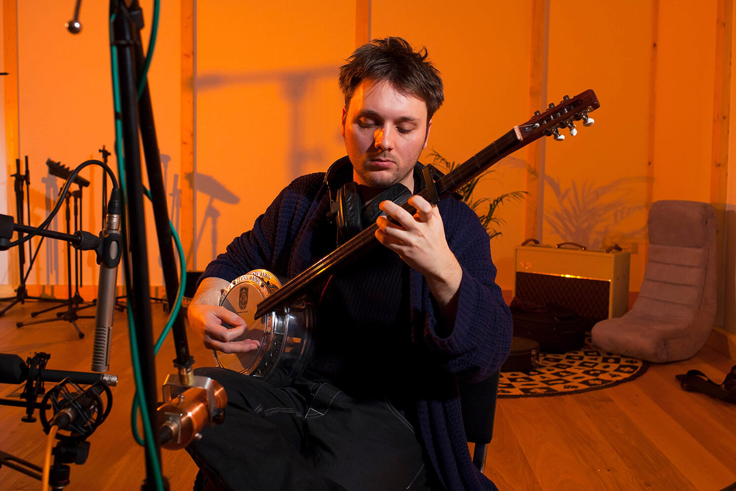 George Shilling with James Loughrey in the recording space at Axe and Trap